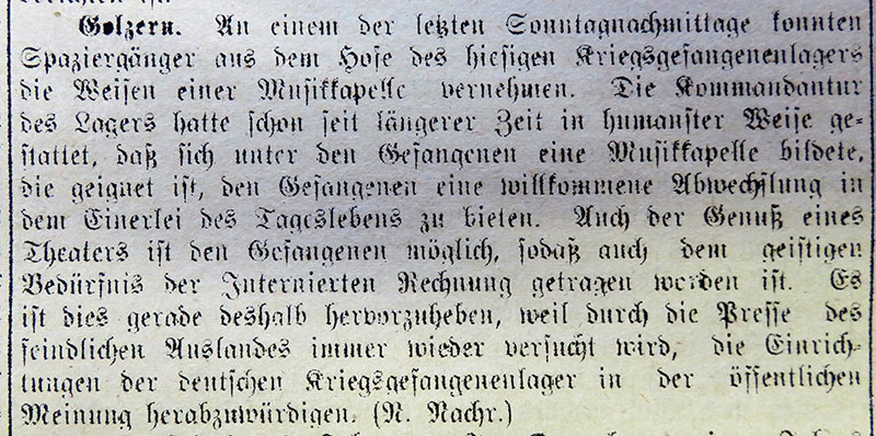 Artikel in den Nachrichten für Grimma vom 8.2.1916