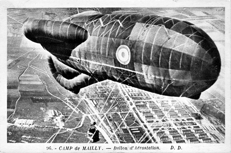 Ein frz. Calquot-Ballon bei Aufklärungsübungen, Postkarte 1917 (Peter Fricke)