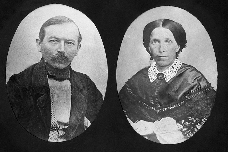 Carl Magnus Leonhardt (1820-1866) und Ehefrau Minna Sophie (1823-1869) Grimmaer Blaudrucker in der 5. Generation