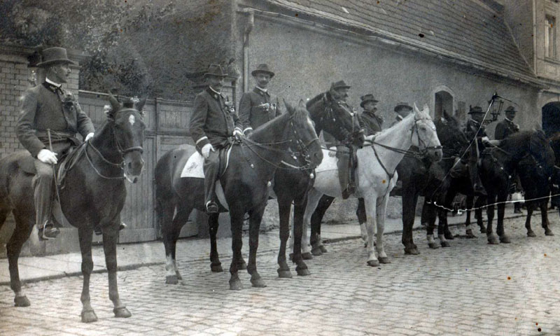 Die reitende Abteilung beim Schützenumzug, Foto 1911