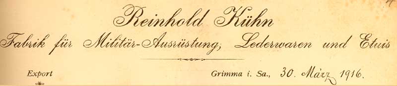 Etuifabrik Reinhold Kühn, Briefkopf 1916